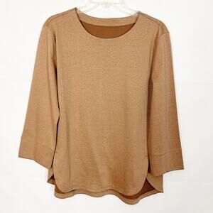 Milla 3/4 Sleeves Brown Top Size M Workwear Casual